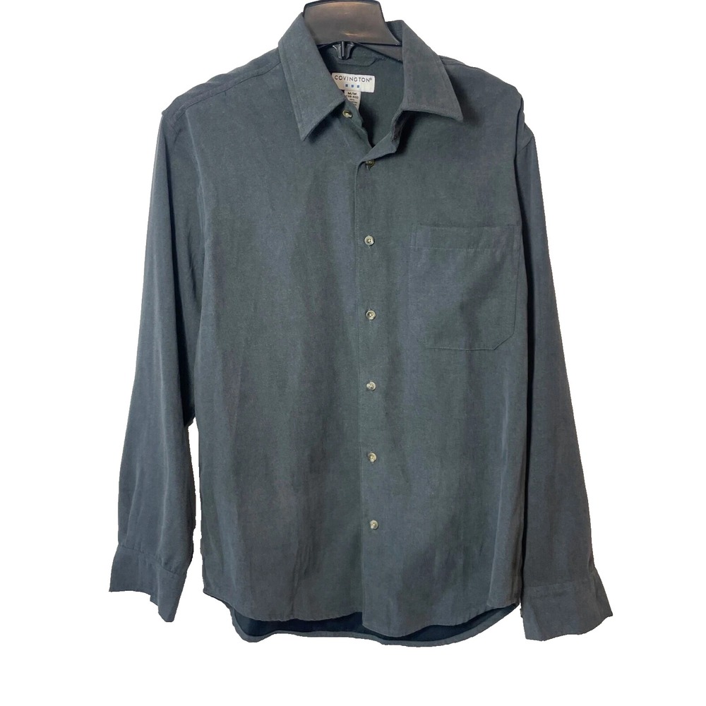 Covington Button Down Dress‎ Shirt Mens M 38-40 Gray Long Sleeve Collared Formal